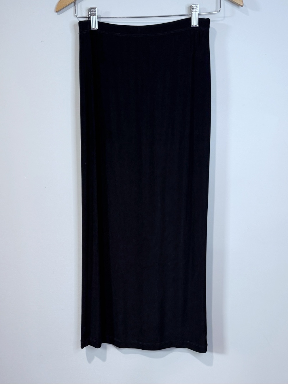 Chico's Travelers Vintage 90s Black Slinky Maxi Skirt Pull On Stretch Sz Small/0